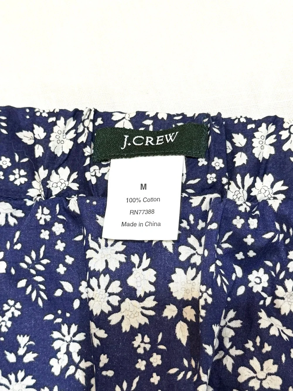 J. Crew Navy and White Floral 💯 Cotton Mini Skirt